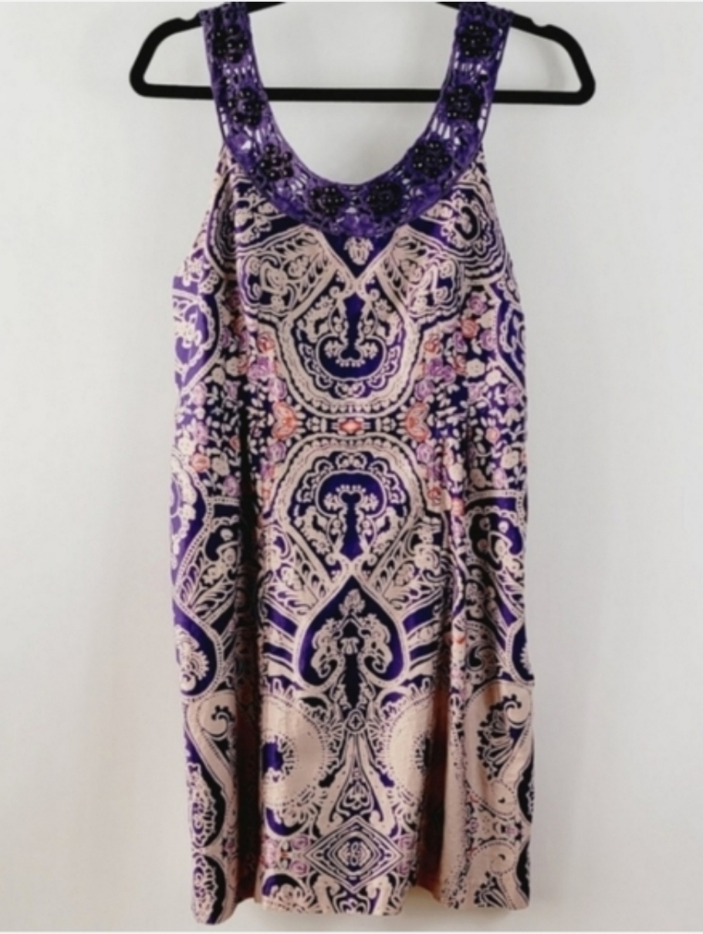 FREE PEOPLE Folklore Embellished Neckline Purple Dress Size 10 - Picture 2 of 8